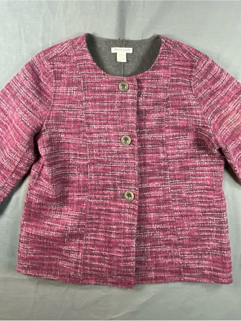 Reversible Pendleton Gray Merino Wool Blend Coat